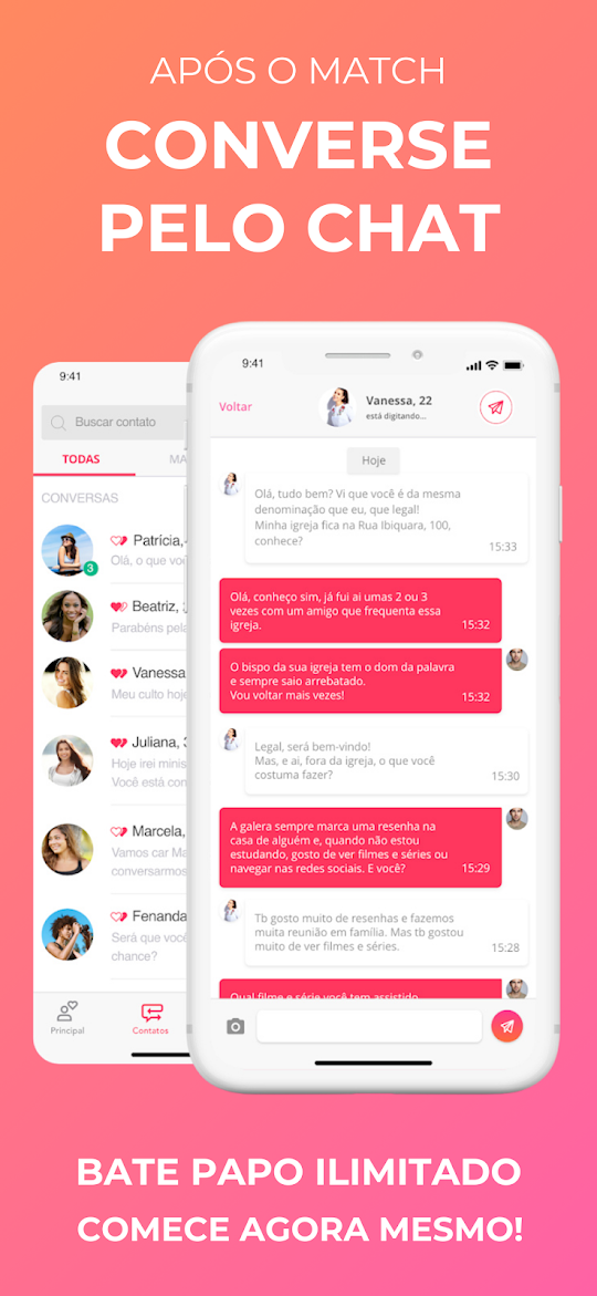Tela de conversa por chat do app